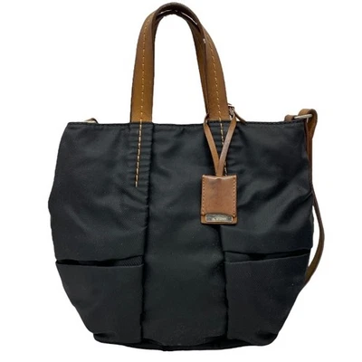 JIL SANDER слой 2Way сумка черный коричневый нейлона кожаная Дамская сумка наплечная сумка - Изображение 1 из 4