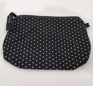 Cartera sin asas organizadora Thirty-One 31 con cremallera alrededor negra blanca a lunares usada - Imagen 1 de 7