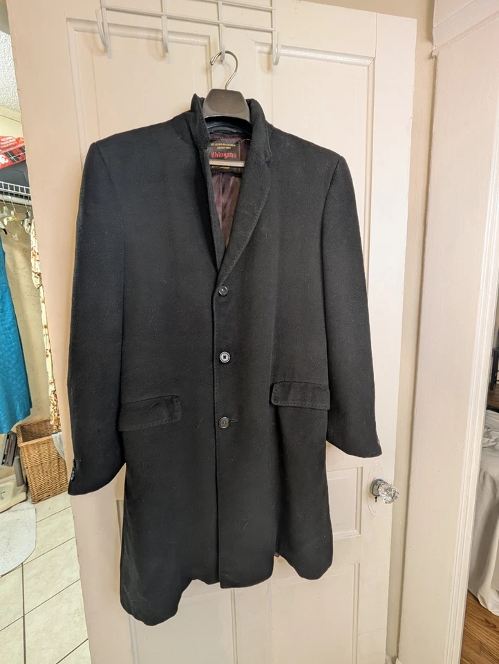 Gabardina negra visón cachemir mongol Khingana Woolf Brothers a medida L/XL Foto 1 de 4