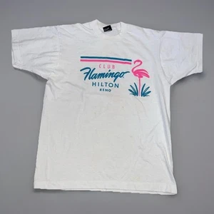 Vintage single stitch club flamingo Hilton Reno T-shirt screen star large - Picture 1 of 9