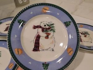 SNOW BEAR Set of 4 Accent Salad Plates 8 3/8" Pfaltzgraff (2 sets available) - Picture 1 of 5