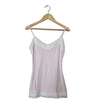 Camiseta sin mangas Hollister Babydoll de encaje S rosa Y2K coqueta femenina hada cami Foto 1 de 4