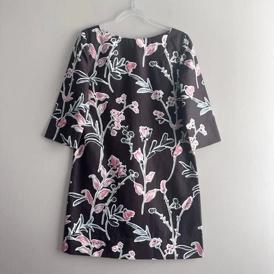 Marni Brown Pink Floral Cotton Silk 3/4 Sleeve Mini Shift Dress Womens Medium - Image 1 of 4