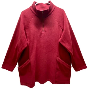 Avenue 1/4 Zip Fleece Women's Plus 18/20 Maroon Long Sleeve + Pockets Shirt GUC - Picture 1 of 14