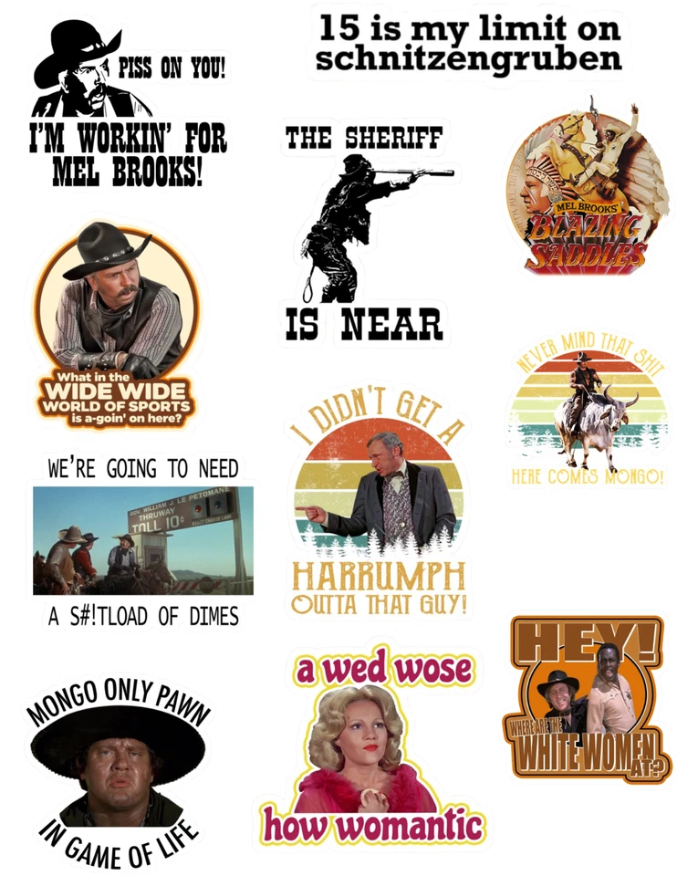 Blazing Saddles 70's Movie Stickers