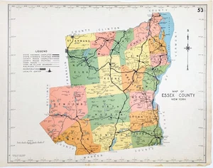 1941 ESSEX County NEW YORK Map ORIGINAL (20x16) Willsboro Westport Ticonderoga - Picture 1 of 3