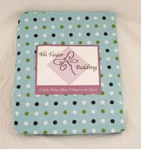 Alli Taylor Bedding Circle Time Blue Fitted Crib Sheet NIP - Picture 1 of 8