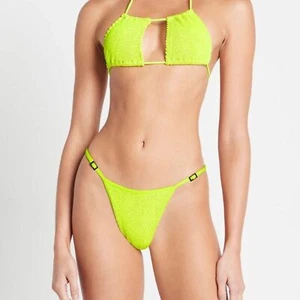 Slip Bond-eye Swim Larisa eco bikini fondo nuovo con etichette $98 taglia unica OS Sunny Lime - Foto 1 di 9
