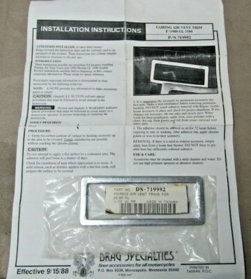 88 Honda GL1500 Drag Specialties carenado ventilación moldura DS-719992  Foto 1 de 4