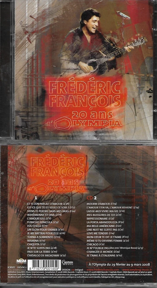 DOUBLE CD 30 TITRES FREDERIC FRANCOIS 20 ANS D' OLYMPIA 2008 - Photo 1/1
