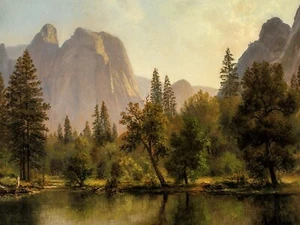 Impresión artística giclee de Rocas de la catedral, Valle de Yosemite por Albert Bierstadt envío gratis - Imagen 1 de 4