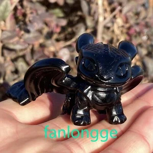 2,3 Zoll natürlicher Obsidian Drachenschädel Quarz Kristall geschnitzt Reiki Edelstein Heilung 1 Stck. - Bild 1 von 10