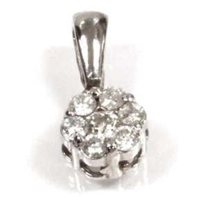 0.25 ctw Natural Diamond Solid 14k White Gold Small Flower Cluster Pendant 13 MM - Picture 1 of 6