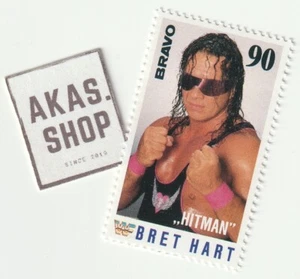 Bret "Hitman" Hart 1991 BRAVO Star Stamp 90 ULTRA RARO Sello WWF Wrestling - Imagen 1 de 1