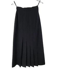 Retro Country Road Pure New Wool Maxi Skirt Womens Black Size 8 Pleated - Picture 1 of 10