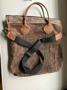 CB STATION Waxed Canvas Brown Flight Bag Tote - Picture 1 of 7