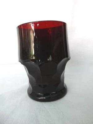 Vintage Anchor Hocking Ruby Red Glass Georgian Honeycomb 4 1/4"  9oz Tumbler EUC - Image 1 of 4