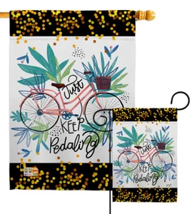 Bandiera da giardino Keep Pedalare sport fiori bici giro Happy Flora casa cortile striscione - Foto 1 di 13