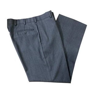 Brooks Brothers W34 x L29.5 Gray Straight Flat Front 100% Wool Dress Pants - Picture 1 of 5