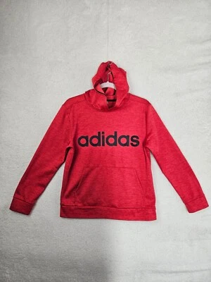 Moletom Adidas masculino grande (14/16) vermelho 100% poliéster com capuz casual ajuste pulôver - Imagem 1 de 4