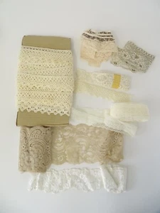 Antique Vintage Lot Lace Trim Crochet Trim Ivory Cream Good Lengths - Picture 1 of 12