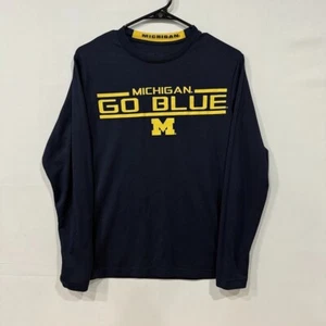 Camicia Michigan Go blu manica lunga uomo piccola blu navy NCAA grafica maglietta - Foto 1 di 5