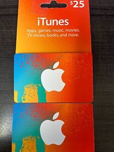 iTunes GC $50.00 (2 x $25 cards) - No Exp. Date & No Management Fees