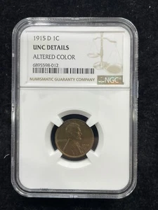 1915 D Lincoln Wheat Cent 1C Penny NGC UNC Details Altered Color - Picture 1 of 5