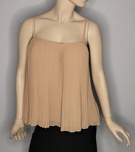 bebe Teddy Borderline All Over Accordion Pleated Cami Top Size L - Picture 1 of 8