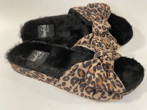 Blowfish Malibu Fur lined leopard slides Rockabilly Chic Slip On Fuzzy Open Toe - Picture 1 of 6
