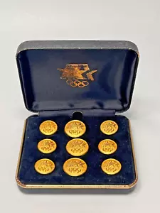 1984 USA Los Angeles IOC Olympic Committee Gift Set Gold-plated Buttons Set Box - Picture 1 of 8