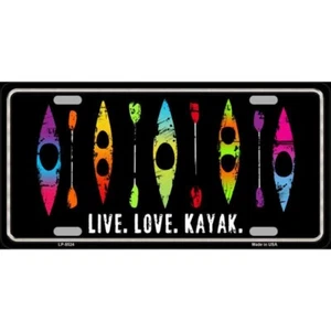 MINI Size 4"x2.2" License Plate Metal Sign for Home Live Love Kayak - Picture 1 of 1
