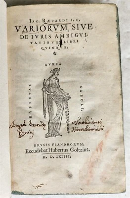 1564 ANCIENT ROMAN LAW TREATISE antique Variorum sive de iuris ambiguitatibus - Image 1 of 4