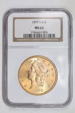 1899-S $20 GOLD LIBERTY DOUBLE EAGLE NGC MS62 PQ! Cover