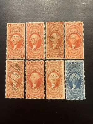 US Revenue Stamps Scott #R66-71,75,78 Used Ng - Image 1 of 2