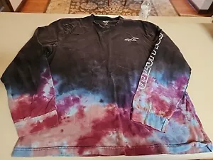 Hollister Unisex Long Sleeve T-Shirt Blk/Tye Dye Colored Logo Sz XL (T-5) - Picture 1 of 7