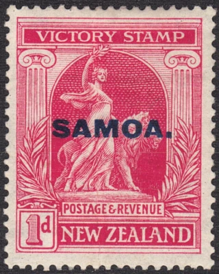1920 Samoa SC# 137 - NZ - Victory Stamp Overprinted - Crease - M-H - Image 1 of 2