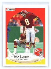 1990 Fleer Nick Lowery Card #202 Kansas City Chiefs