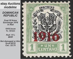 Dominikanische Republik - 1916, Sc.#210, Wappen, Zuschlag - MHR - Kat.3,75€ - Bild 1 von 1