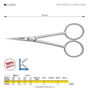 910810 KRETZER ECO CLASSIC - EMBROIDERY SCISSORS - 4" / 10 CM - Picture 1 of 1