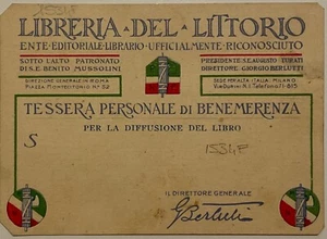 VENTENNIO ISTITUTO DI CULTURA PALAGIO PARTE GUELFA FIRENZE TESSERA XII 1933-34 - Foto 1 di 6