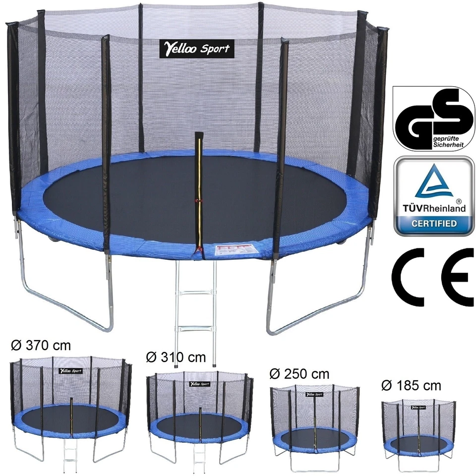 YellooSport Trampolino Tappeto Elastico Salta Bambini Ø185 250 310 370 cm BLU - Immagine 1 di 4
