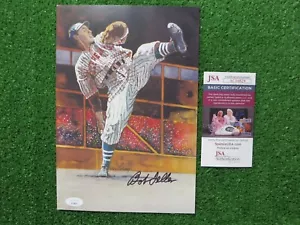 BOB FELLER FIRMATA CLEVELAND INDIANS 7,5x11 FOTO JSA COA - Foto 1 di 4