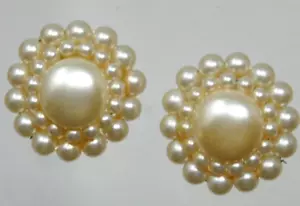 ORECCHINI VINTAGE GRANDI 1,25" CLIP PERLA FINTA - Foto 1 di 2
