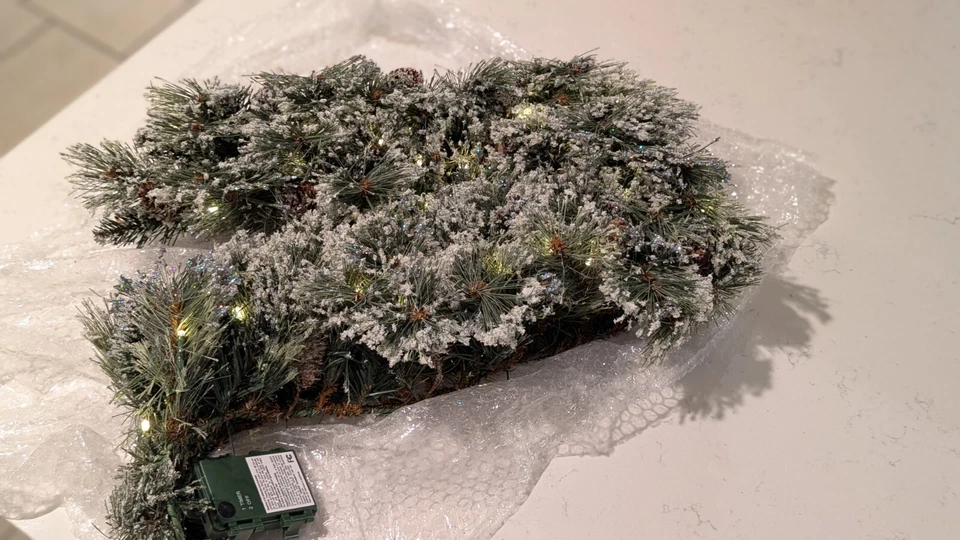 National Tree Company 6' Glittery Bristle Pine Garland 50 Warm White LED Lights