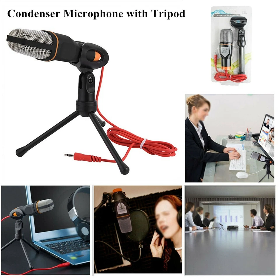 3.5mm Audio Condenser Microphone Mic Stand For Game Chat Studio Sound Recording - Image 1 of 4