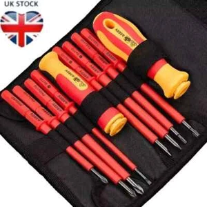 10 Piece VDE Insulated Electrician Interchangeable head Screwdriver Set & Pouch - Picture 1 of 6