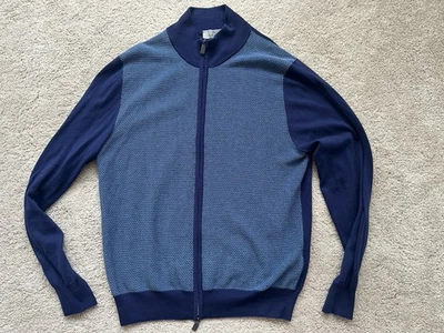 Б/у кардиган Canali синий хлопок вязаный - мужской размер IT 50 / большой - Изображение 1 из 4