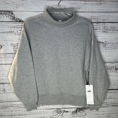 New ALO Yoga Hazy Mock Neck Pullover Sweatshirt Heather Gray Womens Size XS $138 - Image 1 of 4