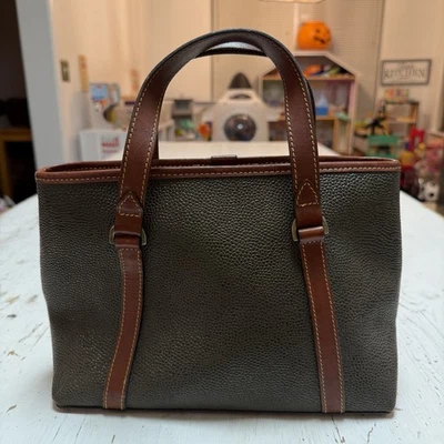 Mulberry Vintage Scotchgrain Tote Handbag Tan & Black Dark Green Matching Purse - Image 1 of 4